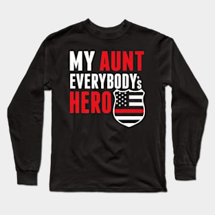 Proud Niece Firefighter Aunt Red Line American Flag Long Sleeve T-Shirt